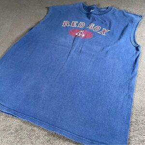 MAJESTIC BOSTON RED SOX MLB MUSCLE TANK TOP SHIRT LARGE NAVY 2008 VINTAGE CUTOFF